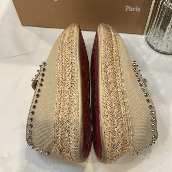 Christian Louboutin Beige Espadrilles with Silver Studs - Picture 7 of 14
